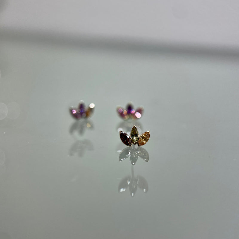 Anatometal  Marquise Fan End 3 Stones Mini Threadless (18K Gold)