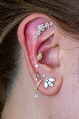 Maria Tash Three Flower Garland Diamond Threaded Stud