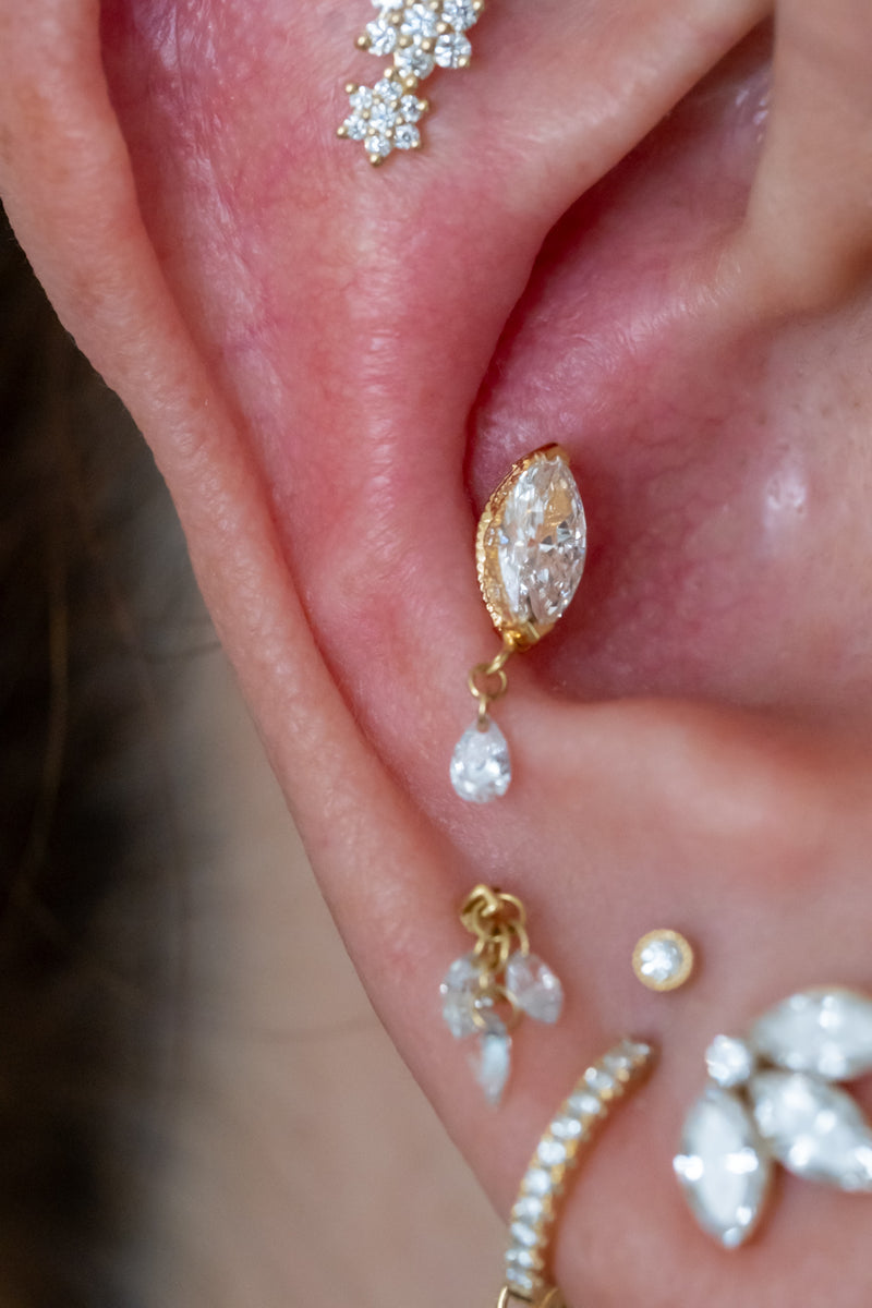 Maria Tash Single Teardrop Marquise Diamond Threaded Stud