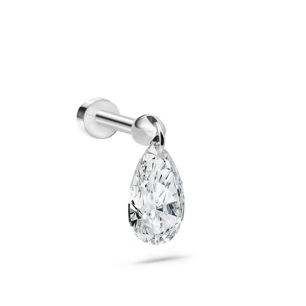 Maria Tash Floating Pear Diamond Charm Threaded Stud Earring