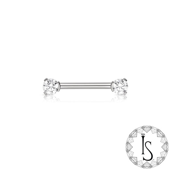 Industrial Strength Nipple Barbells - Forward Facing 2 Prong Faceted (One Side)