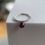 PUPIL HALL  RHODOLITE GARNET BRIOLETTE CHAINED SEAM RING NEW