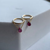 PUPIL HALL  RHODOLITE GARNET BRIOLETTE CHAINED SEAM RING NEW