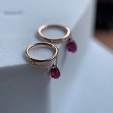 PUPIL HALL  RHODOLITE GARNET BRIOLETTE CHAINED SEAM RING NEW