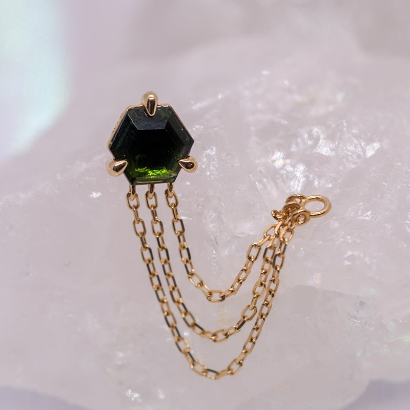 Modern Mood Limited Edition 2025 Green Tourmaline Hexagon with Triple Chain Jump Ring