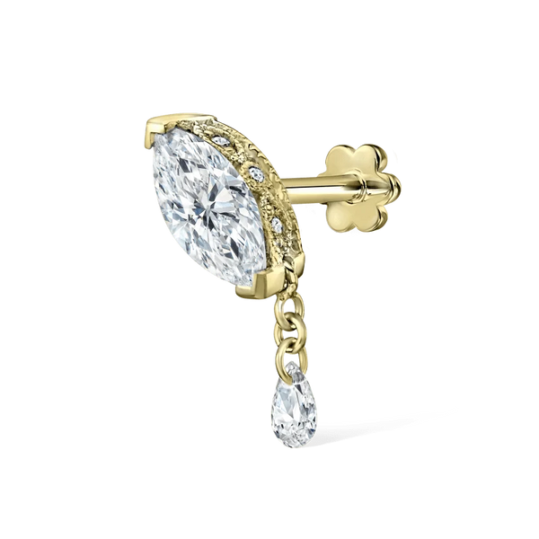 Maria Tash Single Teardrop Marquise Diamond Threaded Stud