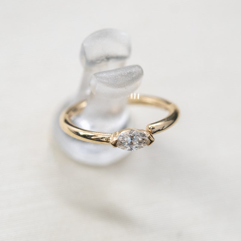 BVLA Fixed Ring with Closed Back Marquise V Prong (Orientation: Rook/Navel)