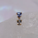 Modern Mood Claw Set Double Drop Faceted Sapphire Freeform One-Of-A-Kind