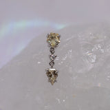 Modern Mood Claw Set Double Drop Faceted Sapphire With Diamond Middle Freeform One-Of-A-Kind