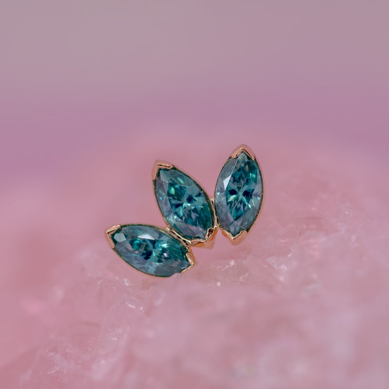 Anatometal Marquise Fan End 3 Stones Threadless (18K Gold) - Mini