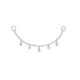 Modern Mood Chain with 5 dripping Bezel Diamonds and Marquise Gold Beads