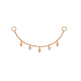 Modern Mood Chain with 5 dripping Bezel Diamonds and Marquise Gold Beads