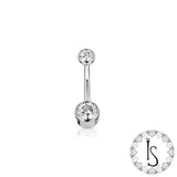 Industrial Strength Navel Curved Barbell - Double Bezel (Faceted Gem)
