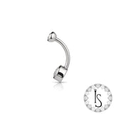 Industrial Strength Navel Curved Barbell - Double Bezel (Faceted Gem)