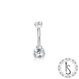 Industrial Strength Navel Curved Barbell - Double Titanium 3 Prong (Round Faceted Gem)