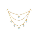 Modern Mood Triple Layer Chain With Round Dripping Gemstones