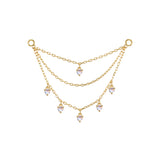 Modern Mood Triple Layer Chain With Round Dripping Gemstones