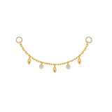 Modern Mood Chain with 5 dripping Bezel Diamonds and Marquise Gold Beads