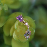 Modern Mood Claw Set Double Drop Faceted Sapphire With Diamond Middle Freeform One-Of-A-Kind