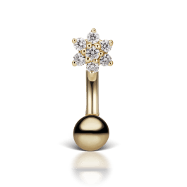Maria Tash 4.5mm Cubic Zirconia Flower and 4mm Gold Ball Navel Barbell