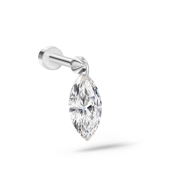 Maria Tash Floating Marquise Diamond Charm Threaded Stud Earring