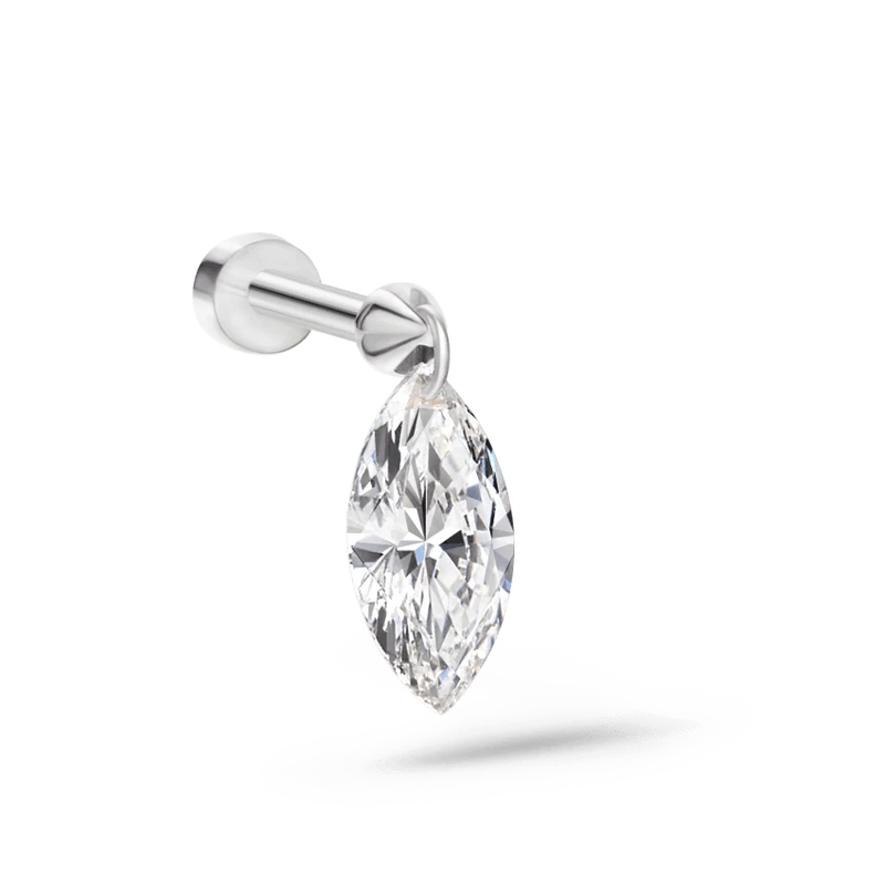 Maria Tash Floating Marquise Diamond Charm Threaded Stud Earring