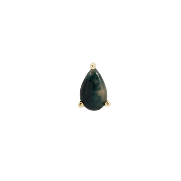 BUDDHA JEWELRY MOSS AGATE PEAR - THREADLESS END