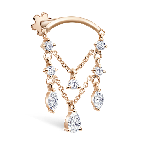Maria Tash Diamond Drape Chandelier Threaded Stud Earing