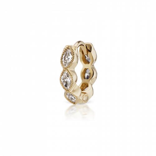 Maria Tash 6.5MM Diamond Marquise Scalloped Eternity Ring ( White Gold )